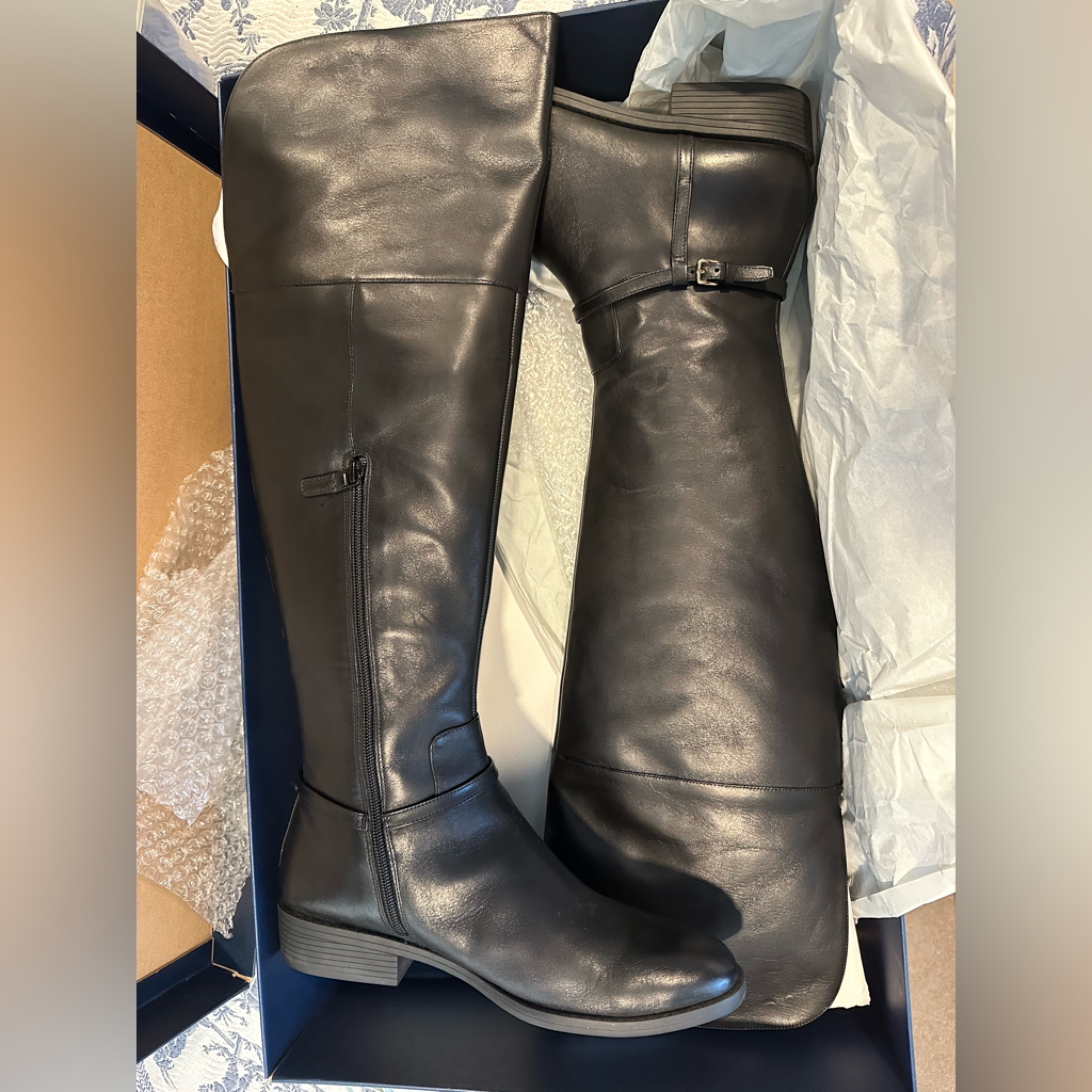 Cole Haan Women's Valentia Leather Over-The-Knee Boots Size 10m Black New